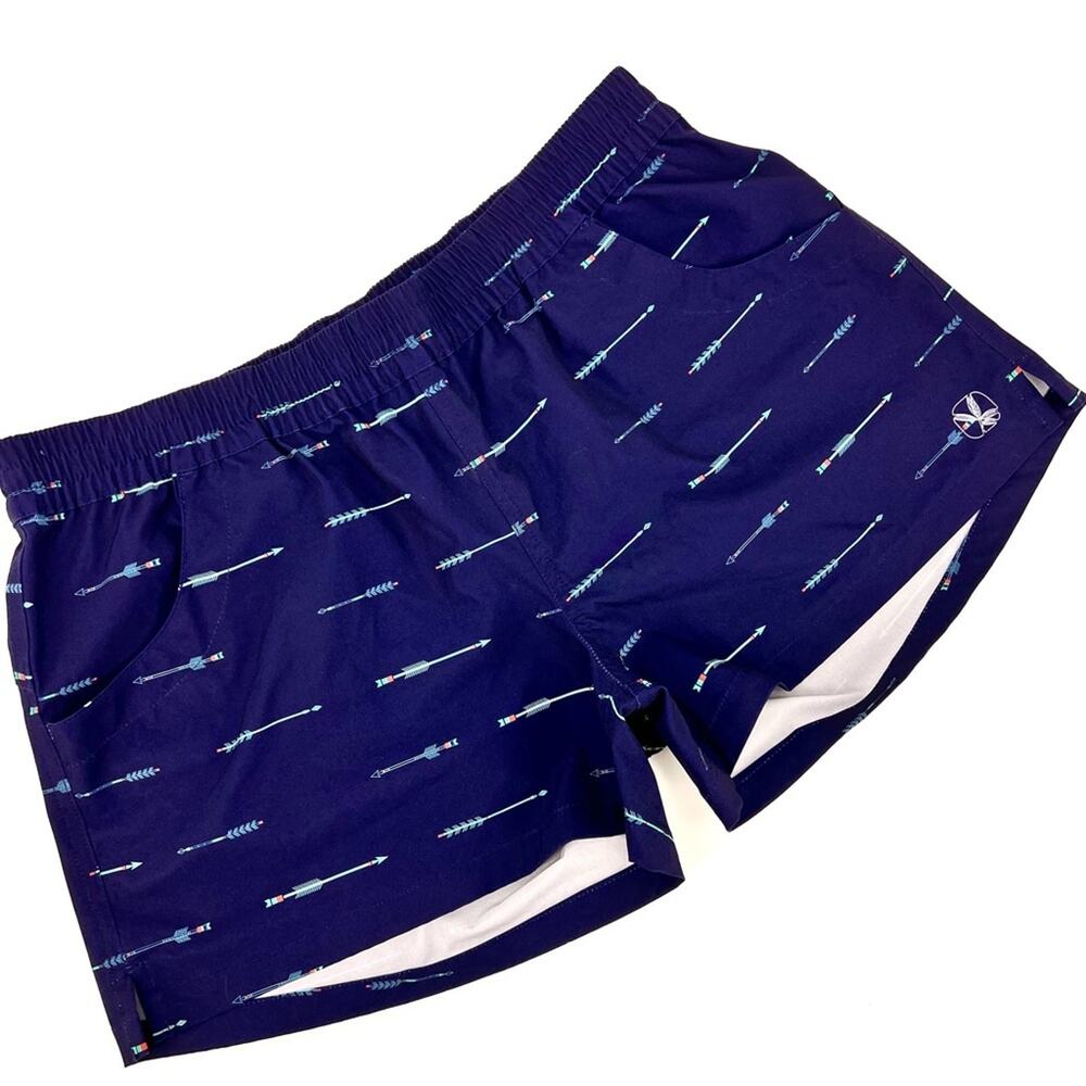 Carve Designs Elastic Waistband Pocket Surfs Up Pull On Shorts Blue Arrows Sz 12